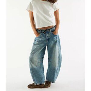 We The Free Good Luck Mid-Rise Barrel Jeans Color Ultra Light Beam